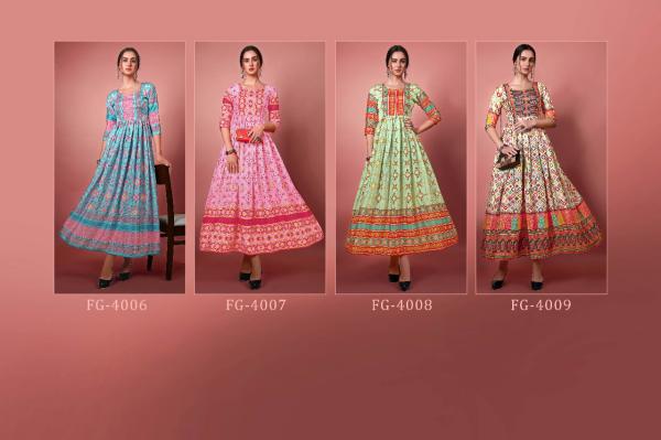 Fg Jennifer 4006 Fancy Chinon Anarkali Long Kurti Collection